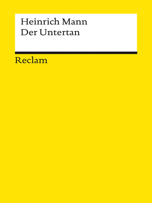 Title details for Der Untertan by Heinrich Mann - Wait list